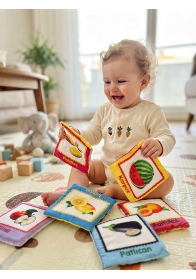 TıfılToys Eğitici Soft Kartlar Meyve - Sebze Bebekler İçin Güvenli İlk Öğrenme Kartları