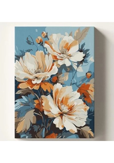 Çiçek Temalı Sayılarla Boyama Seti, 50x70 Cm Tuval