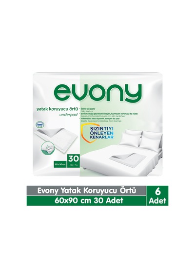 Evony Yatak Koruyucu Örtü 60x90 Cm 6x30 180 Adet