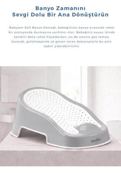 Babyjem Soft Banyo Desteği Bebek Yıkama Yardmcısı Soft Gri