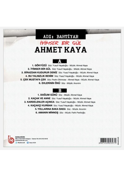 Ahmet Kaya - Adı Bahtiyar - İyimser Bir Gül 33'Lük LP Plak