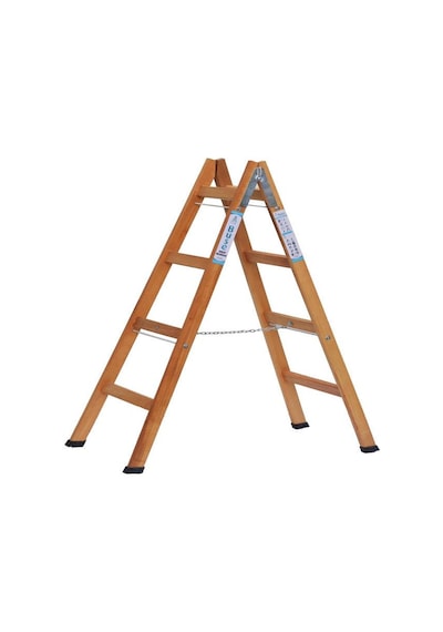 Buse 4 Basamaklı A Tipi Katlanır Gürgen Ahşap Merdiven 140cm
