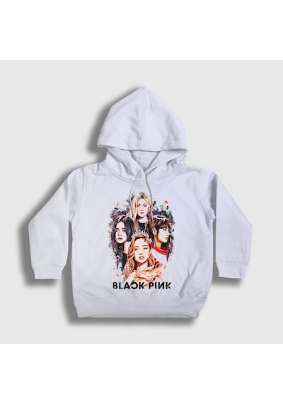 Presmono Unisex Çocuk Girls Blackpink Kapüşonlu Sweatshirt Beyaz