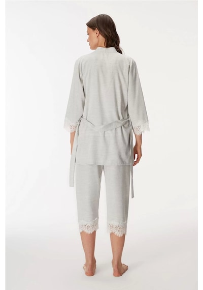 Moon Wear 11403 Anıl Sabahlık Ve Atlet Takım Kadın Gri