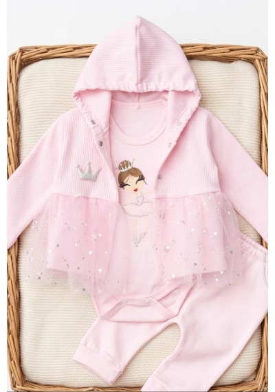 Nayinom Baby Nayinom Kız Bebek Tül Detaylı Pembe Takım %100 Pamuk