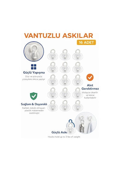 Şeffaf Cam Vantuzlu Askı Seti 16 Lı, 4 Cm X 4 Cm Kompakt Tasarım, 4 Cm Çap Güçlü Vakumlu Yapışma, Delme Ve Vidalama Gerektirmez, İz Bırakmadan Sökülebilir, Banyo Mutfak Duş Camı Fayans İçin Uygun Şeffaf Cam Vantuzlu Askı Seti 16 Lı, 4 Cm X 4 Cm Kompakt Tasarım, 4 Cm Çap Güçlü Vakumlu Yapışma, Delme Ve Vidalama Gerektirmez, İz Bırakmadan Sökülebilir, Banyo Mutfak Duş Camı Fayans İçin Uygun