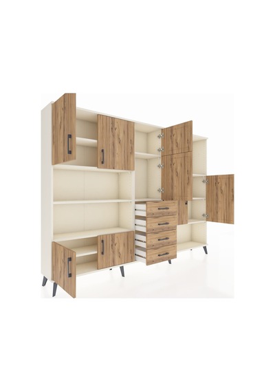 Arges Dolap 10 Raflı 4 Çekmeceli 8 Kapaklı 220x30x163 Aytaşı-çam Aytaşı-çam