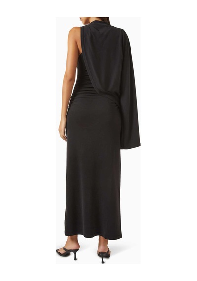 Acler Odder Midi Elbise - Jersey - %70 Viskoz, %30 Polyester - Çıkarılabilir Omuz Kolu Siyah