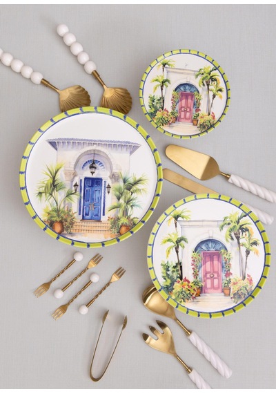 The Mia Palma Ayaklı Servis Tabağı 10x30 Cm Çok Renkli