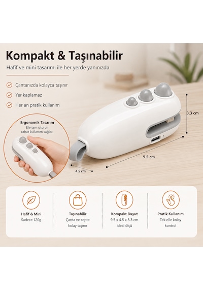 Taşınabilir Mini Poşet Kapatma Ve Kesme Makinesi 2'si 1 Arada Type-c Şarjlı Isı İle Paketleme Cihazı Bej