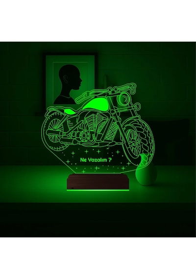 Luvivia Motosiklet Motor Harley Kişiye Özel 3d Lamba - Masa Gece Lambası Şeffaf