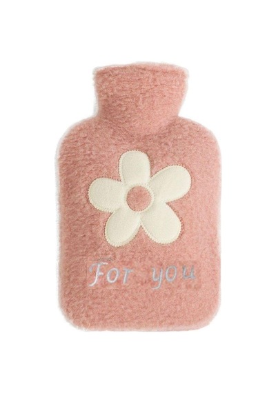 Sıcak Su Torbası Peluş Papatya Desenli Pembe 21x13,5x2cm 500 Ml Açık Pembe
