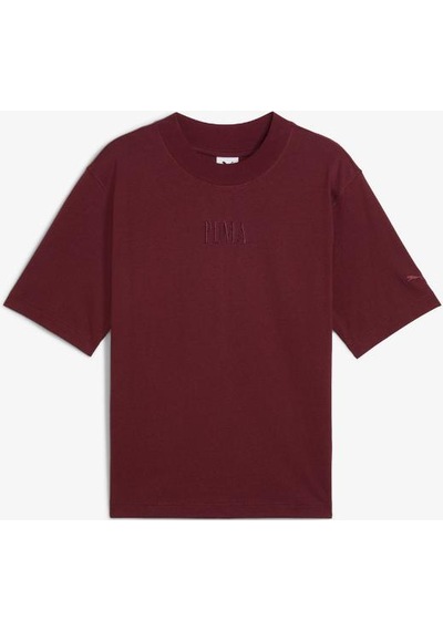 Puma Essentials Graphic Boxy Unisex Bordo T-shirt