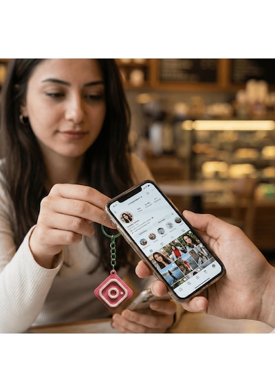 Nfc Instagram Nfc Akıllı Anahtarlık - Hızlı Takipçi Kazanma Aracı Açık Pembe