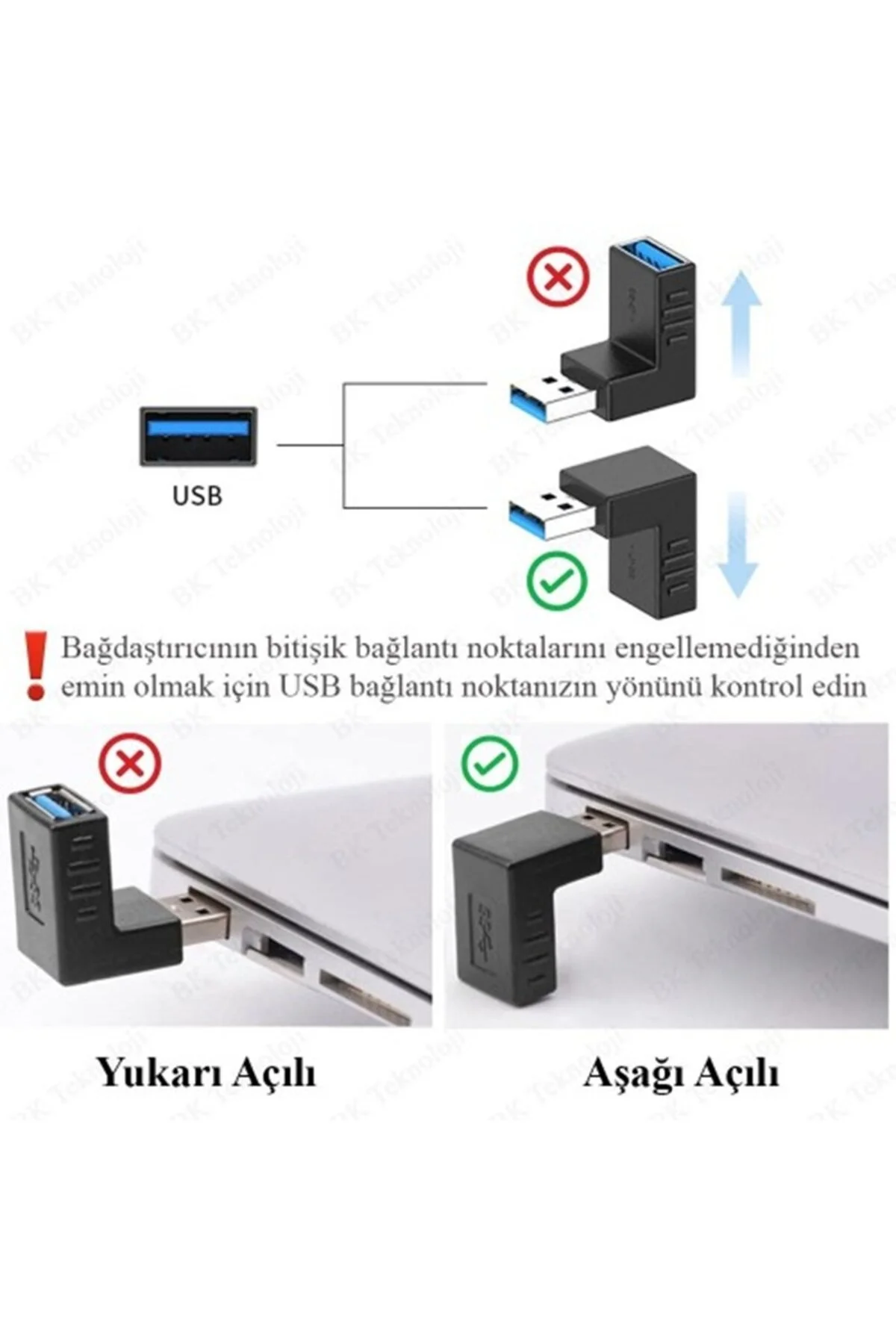 Usb 3.0 Aşağı Açılı Konnektör Erkek Dişi 90 Derece Uzatma Adaptörü Yüksek Hızlı Usb Yeni 3.0 Sürümü 1