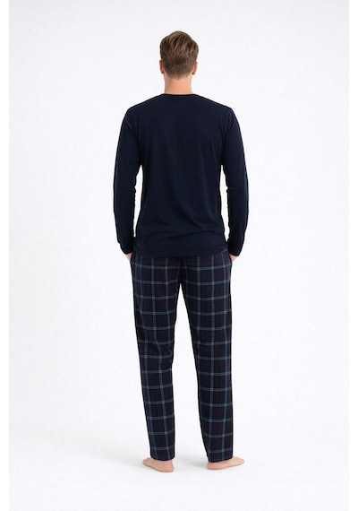 Charme Noveya Pamuklu Lacivert Erkek Pijama Takımı Uzun Kollu, Kareli Alt, Rahat Kalıp Ev Giyimi Lacivert Charme Noveya Pamuklu Lacivert Erkek Pijama Takımı Uzun Kollu, Kareli Alt, Rahat Kalıp Ev Giyimi Lacivert