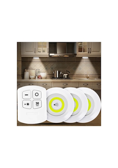 Uzaktan Kumandalı Yapışkanlı 3 Lü Led Spot Lamba Bx40 Renkli