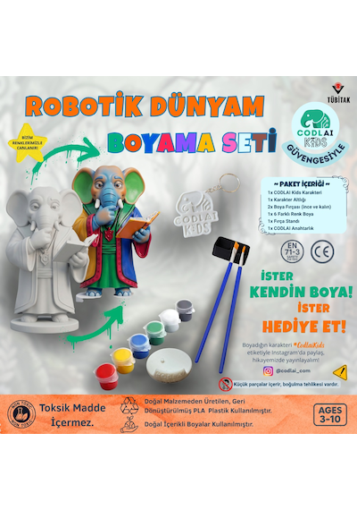 Codlaı Kids Robotik Dünyam 3d Boyama Seti - Çocuklar İçin Eğitici Yaratıcı Oyuncak Boyama Kiti - Bilge Fil