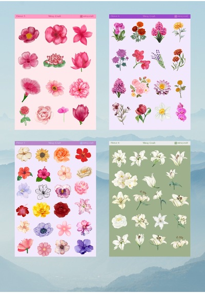 14'lü Çiçek Temalı 12 17 Cm Sticker Seti/bullet Journal, Scrapbook, Ajanda, Planlayıcı, Defter Için Diğer