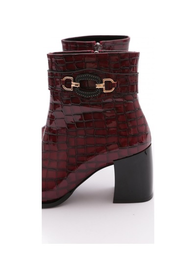 Dgn 951 Kadin Topuklu Bot Bordo Kroko