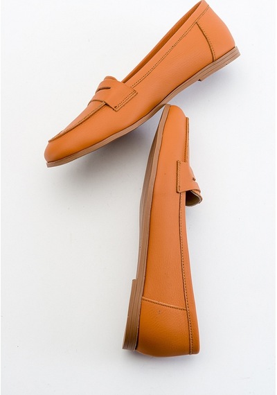 Luvishoes Luvi Shoes F02 Taba Cilt Kadın Babet Taba