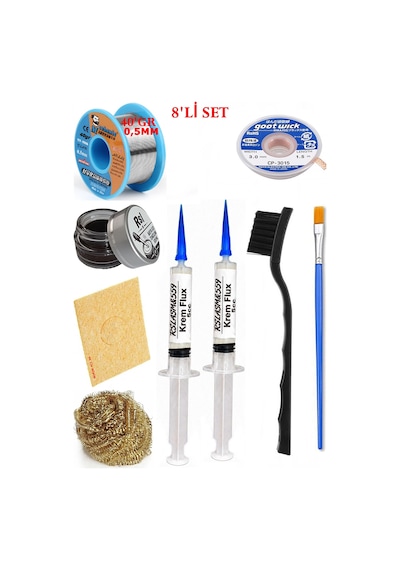 Lehimleme Seti 40 G 0,5 Mm Lehim Teli Cp-3015 Lehim Fitili Flux Lehim Toplama Çift Fırça Seti Tk227