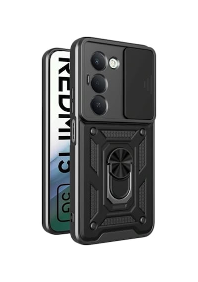 Xiaomi Redmi 15 4g İçin Uyumlu Sürgülü Korumalı Yüzüklü Standlı Magnetic Tpu Tank Kapak