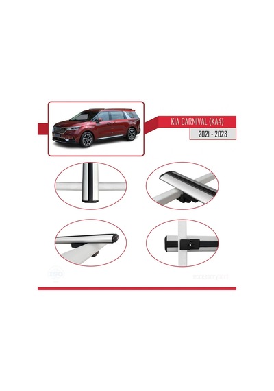 Kia Carnival Ka4 2021-2023 Arası İle Uyumlu Basic Model Ara Atkı Tavan Barı Gri 3 Adet