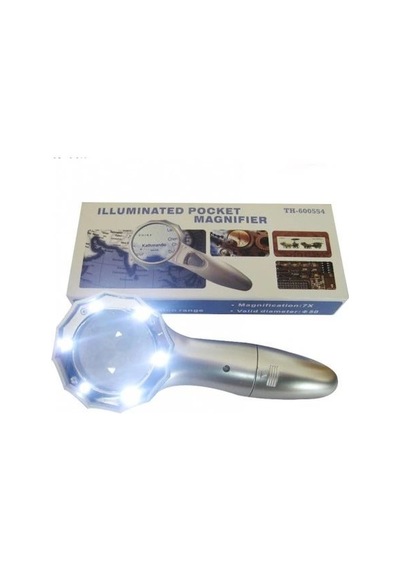 Tedar 7x Büyüteç 6 Led Işık Aydınlatma 50mm Optik Lens El Büyüteç Najmaddin