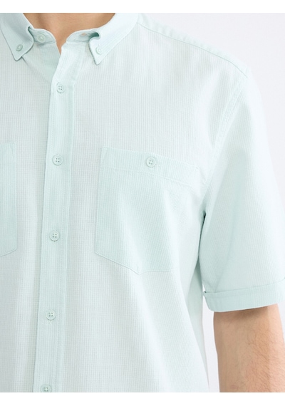 Lcwaıkıkı Classic Turkuaz Regular Fit Armürlü Erkek Gömlek