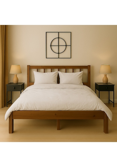 120cm X 200cm Masif Ahşap Yuvarlak Çıtalı Başlıklı Karyola Ceviz Rengi 120cm X 200cm Masif Ahşap Yuvarlak Çıtalı Başlıklı Karyola Ceviz Rengi