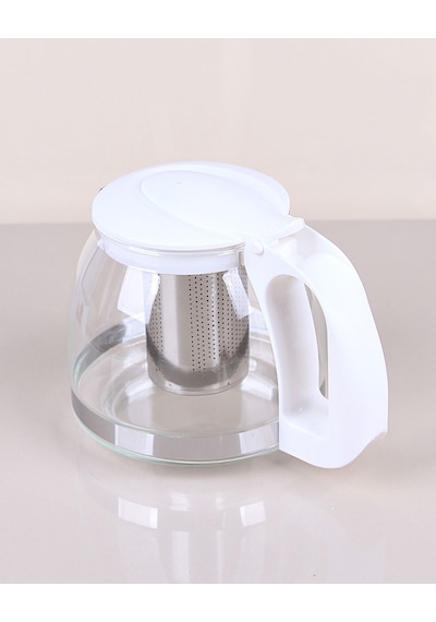 Kapris 1500 Ml Çelik Süzgeçli Cam Demlik Beyaz 7488 Beyaz