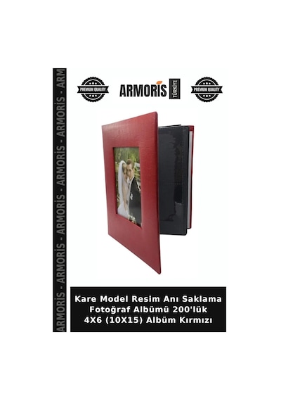 Kare Model Resim Anı Saklama Fotoğraf Albümü 200'lük 4x6 10x15 Albüm Kırmızı