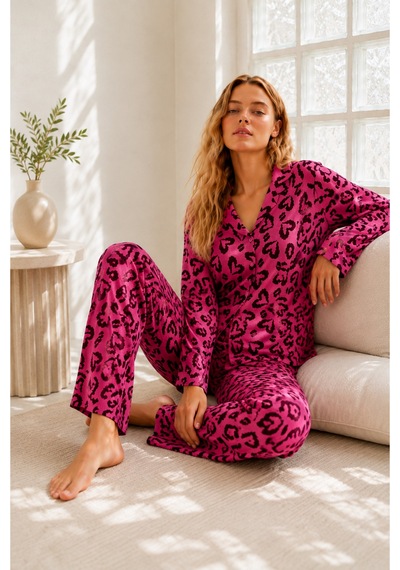 Kadın Regular Bürümcük Lila Pijama Takımı