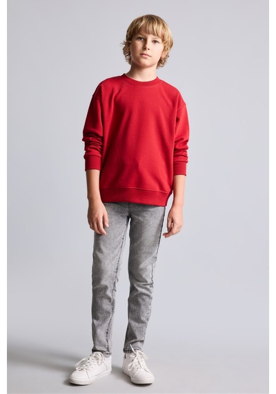 Defacto Bisiklet Yaka İçi Yumuşak Tüylü Basic Sweatshirt Erkek Çocuk I1419a826wnbr244 Kırmızı-br244