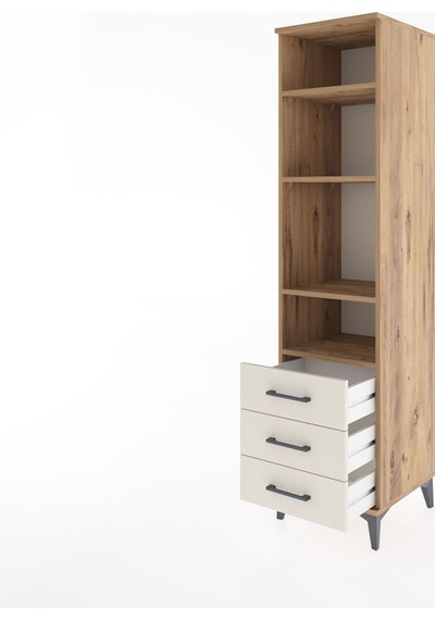 Hyperion Dolap 4 Raflı 3 Çekmeceli 44x44x182 Çam-aytaşı Çam