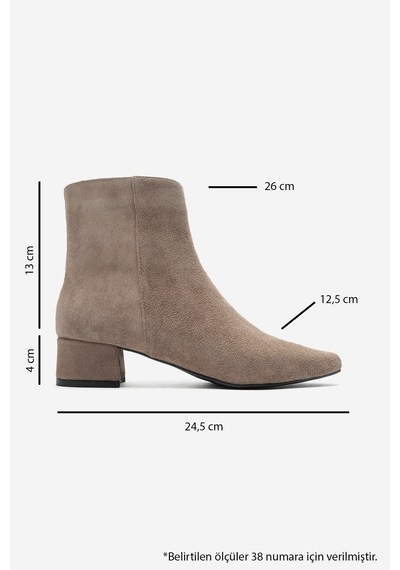 Luvi Shoes Maroby Vizon Süet Hakiki Deri Kadın Kalın Topuklu Bot