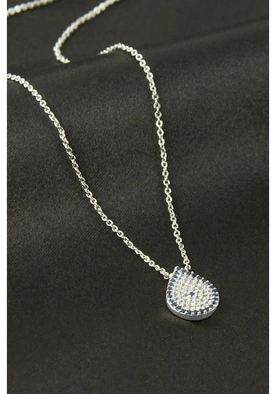Oval Nazar Zirkon Taşlı Kolye Elk-bjtıeg Sarı 22593226