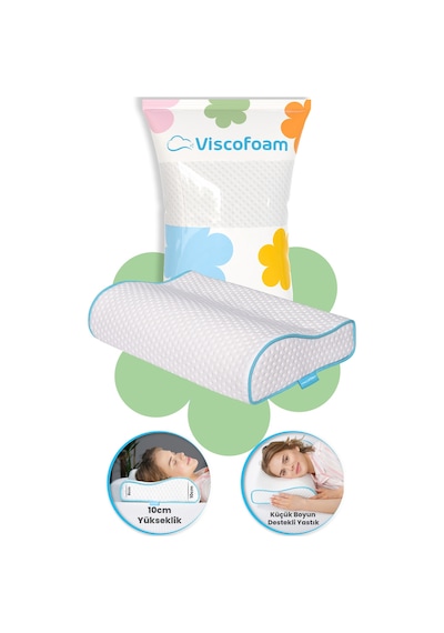 Viscofoam Küçük Boyun Destekli Ortopedik Yastık Visco Yastık 46x30x10-8cm