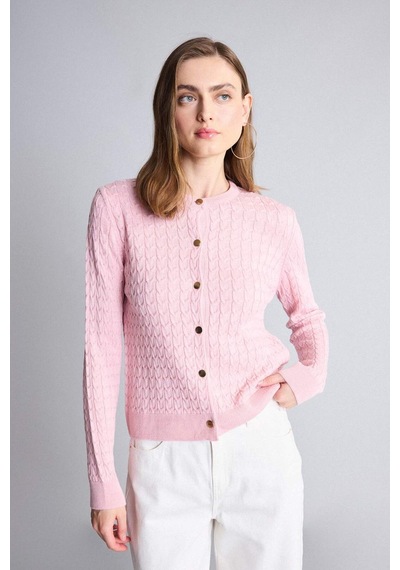 Defacto Regular Fıt Bisiklet Yaka Hırka H8479ax26wnpn426 Pembe-pn426