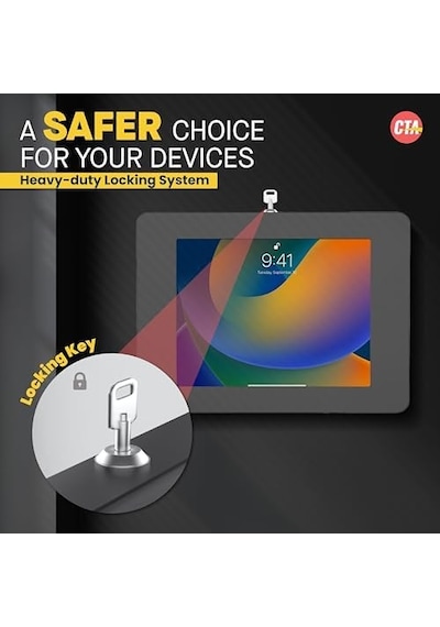 Cta Digital: Apple iPad Uyumlu, Mini 1-5 , Tab A 8 Ve Tab E8 İçin Premium Küçük Kilitleme Duvar Montajı, Siyah