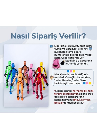 3'lü Kişiselleştirilebilir Robot Figür Seti - İstediğin Renkleri Sen Seç - Hareketli Eklemli Dummy