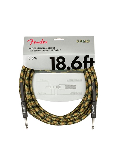 Fender 0990818176 Professional Enstrüman Kablosu 5.5m - Woodland Camo 5.5 Metre Orman Kamuflajı Kırılmalara Karşı Esnek Dış Yüzey