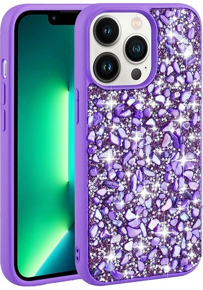 Apple Uyumlu iPhone 13 Pro Max Kılıf Parlak Taşlı Tasarım Zore Linea Kılıf