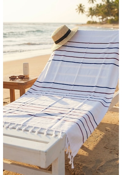 %100 Pamuklu Banyo Deniz Plaj Peştemal Havlu 70x150 Cm Beyaz