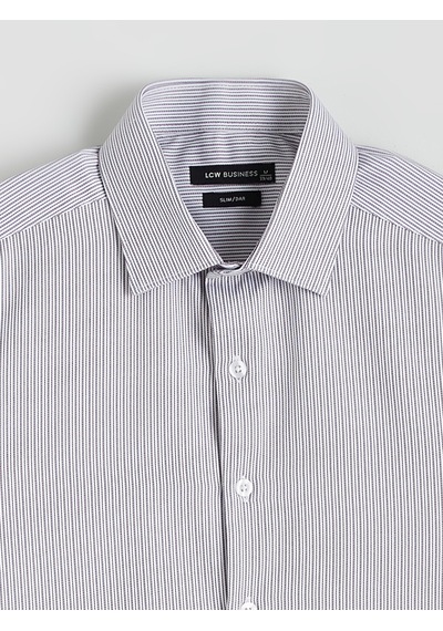 Lcw Busıness Antrasit Slim Fit Uzun Kollu Çizgili Erkek Gömlek