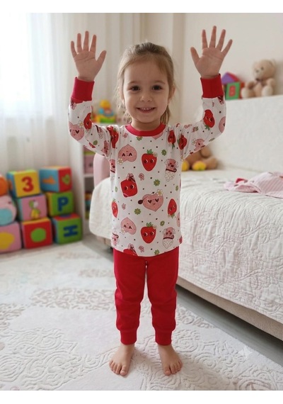 Kapitex Kız Çocuk Pijama Takımı Kırmızı