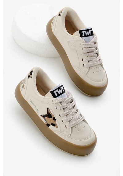 Tonny Black Termo Taban Yıldız Detaylı Bağcıklı Ve Cırtlı Çocuk Unisex Bej Leopar Spor Ayakkabı Tbkmn320 Bej Leopar