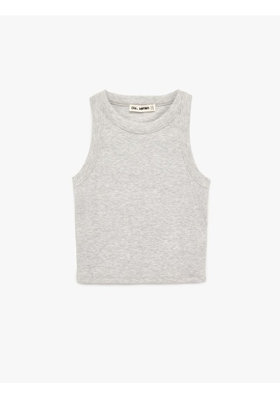 Koton Slim Fit Kolsuz Halter Yaka Bluz Kar Melanj 6sal30048ık Gri Melanj