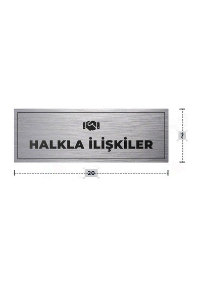 Halkla İlışkıler Yazılı - Metal - Gümüş Renk - Kapı İsimliği - 20x7 Cm